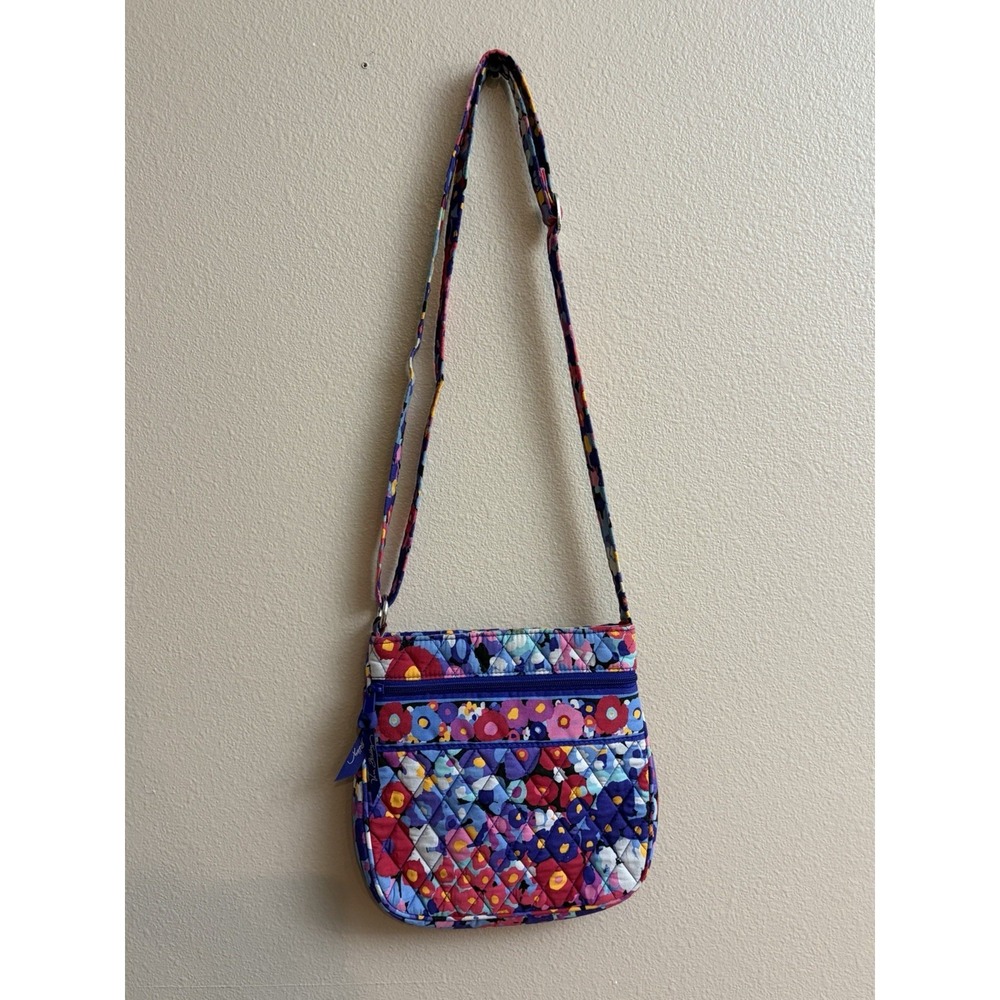 Vera Bradley Impressionista Crossbody Bag Small Floral Quilted Purple Multi